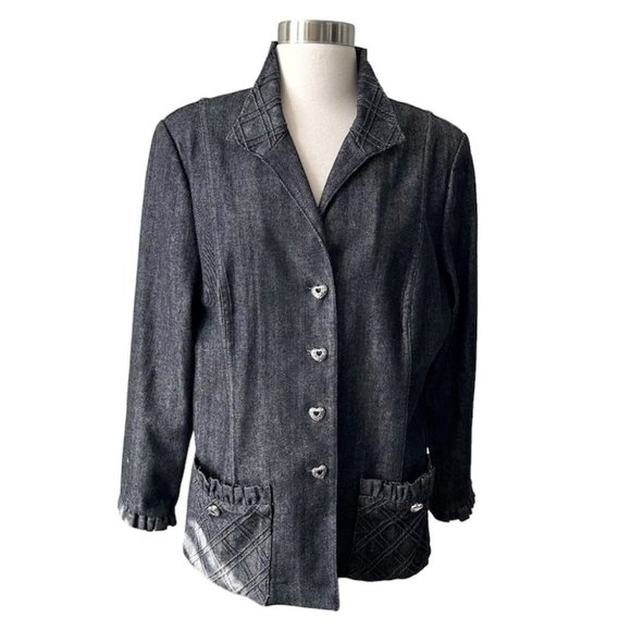 St. John Sport Dark Denim Ruffle Jacket - Picture 14 of 14